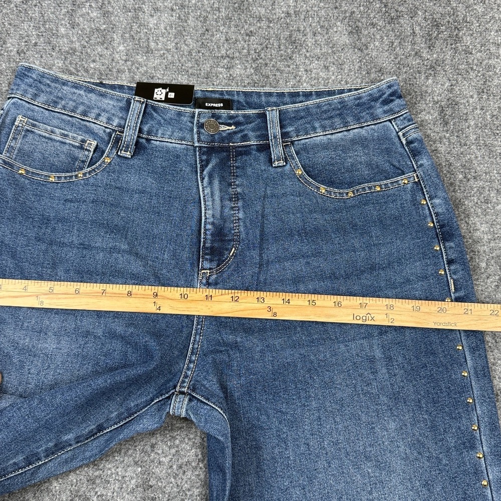 Express Embellished Jean Womens Size 10 Straight Leg Studded Medium Wash NWT - Picture 11 of 14